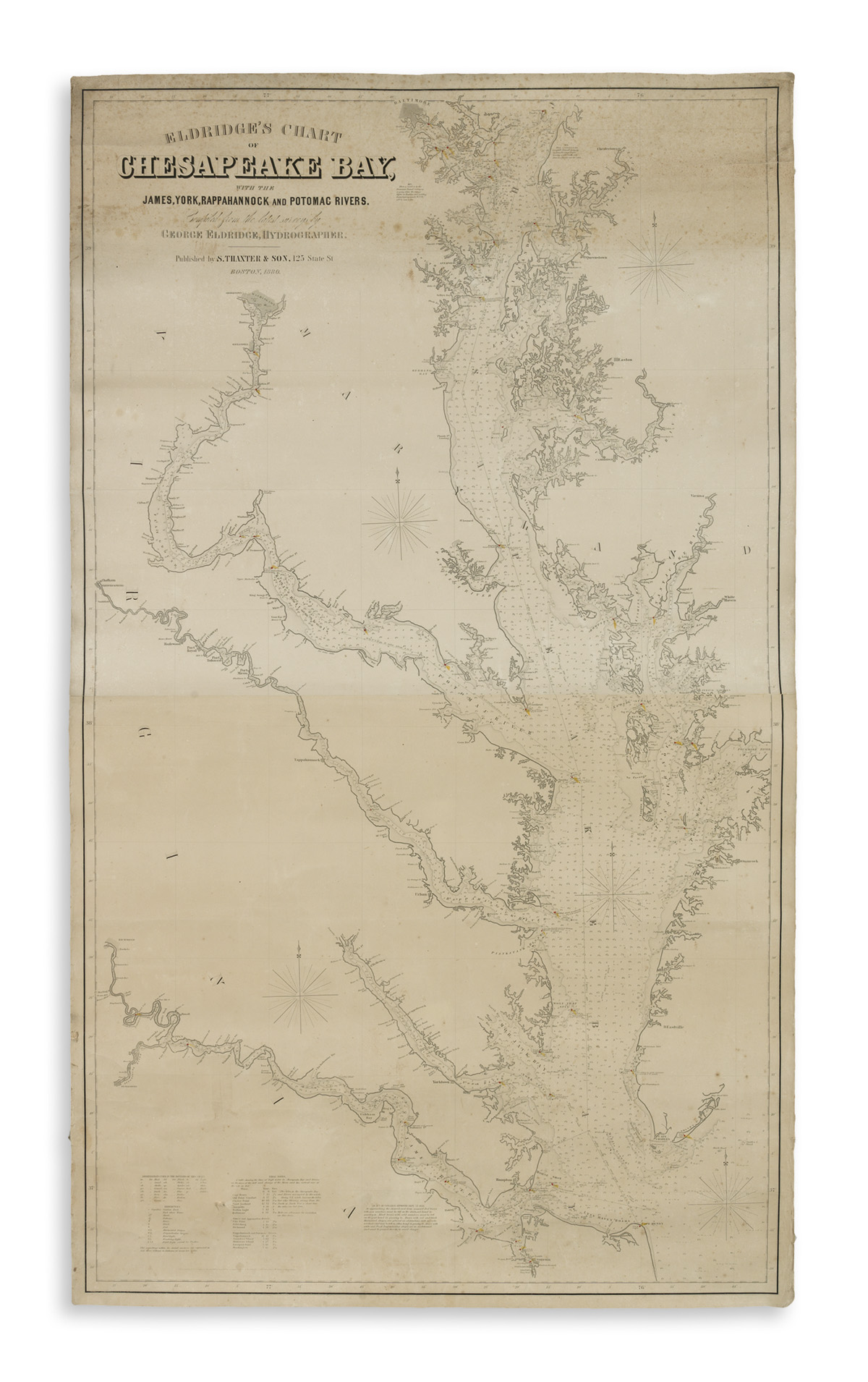 (CHARTS.) Eldridge, George. Eldridges Chart of Chesapeake Bay, with the James, York, Rappahannock and Potomac Rivers.